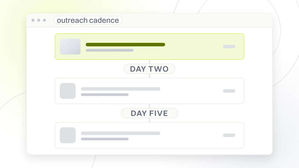 Approach Local Small Businesses for Web Design. A sequence builder window titled outreach cadence, with three step cards stacked down the middle and the waits between them labeled day two and day five.