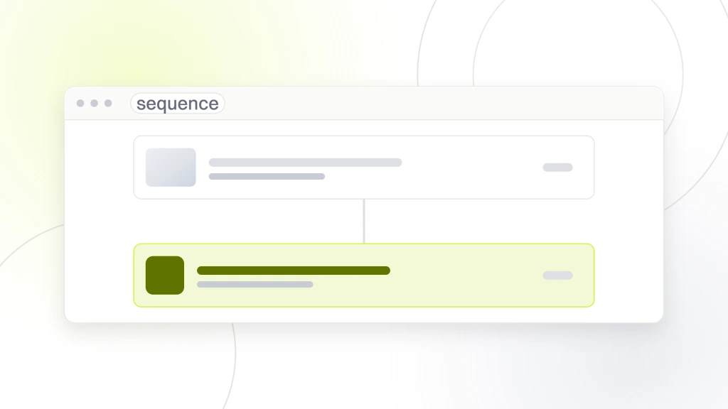 A sequence builder window showing four stacked step cards joined by wait markers, with the third card highlighted as the live step, from a guide to automated Sales Funnel Services.
