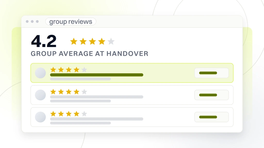 A review panel window with the average 4.2 set beside stars and two review rows under it, from a guide to DSO Dental Marketing Company.
