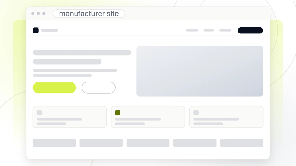 Manufacturing Website Design Orange County. A manufacturer website in browser chrome showing its navigation, hero photography, a row of capability cards and a certification logo strip along the foot.