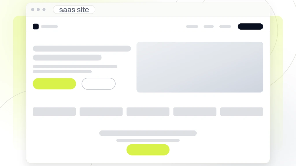 A browser window showing a SaaS marketing site with its navigation, static hero, a row of customer logos and a call to action band, from a guide to B2B SaaS Website Design.
