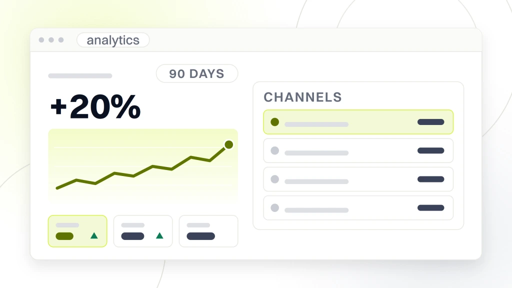 Healthcare PPC Advertising. An analytics dashboard reading ppc conversion rate plus 20 percent over 90 days, a rising plot, and a channel table listing google search, meta paid social, microsoft ads and youtube.