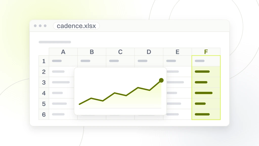 Content Marketing for Fashion Brands. A spreadsheet export in a window, a grid of rows and columns with a header strip and a small chart object sitting over the cells.