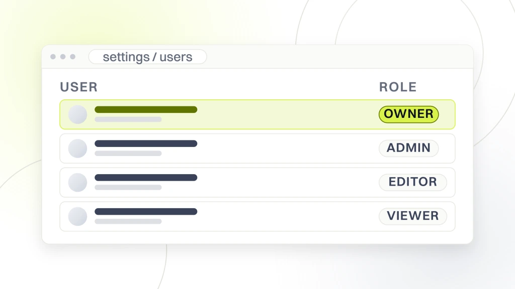 Outsource Search Engine Optimization Services. An account settings window listing four users with their role pills, the account owner at the top of the table and nobody named.