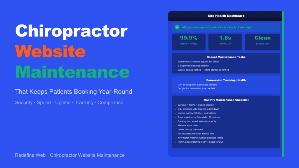 Chiropractor Website Maintenance That Keeps Patients Booking Year-Round