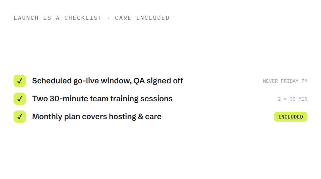 dental website design deliverable panel visualizing scope of work
