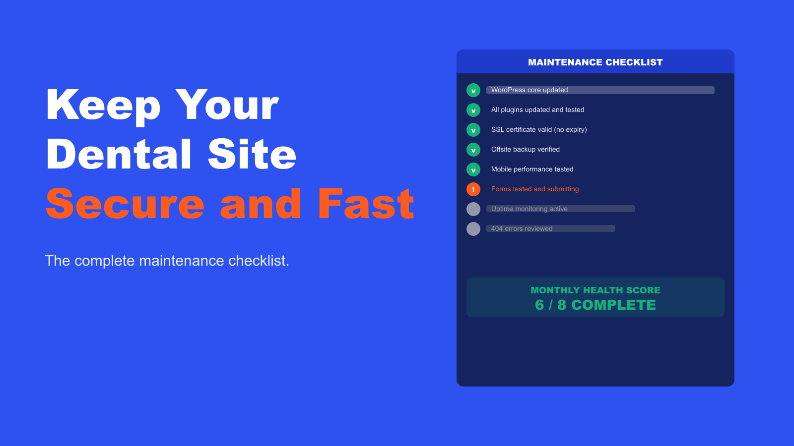 Keep Your Dental Website Secure, Fast, and Ranking Year-Round