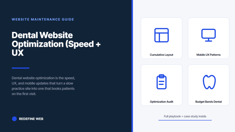 Dental Website Optimization (Speed + UX That Books Patients)
