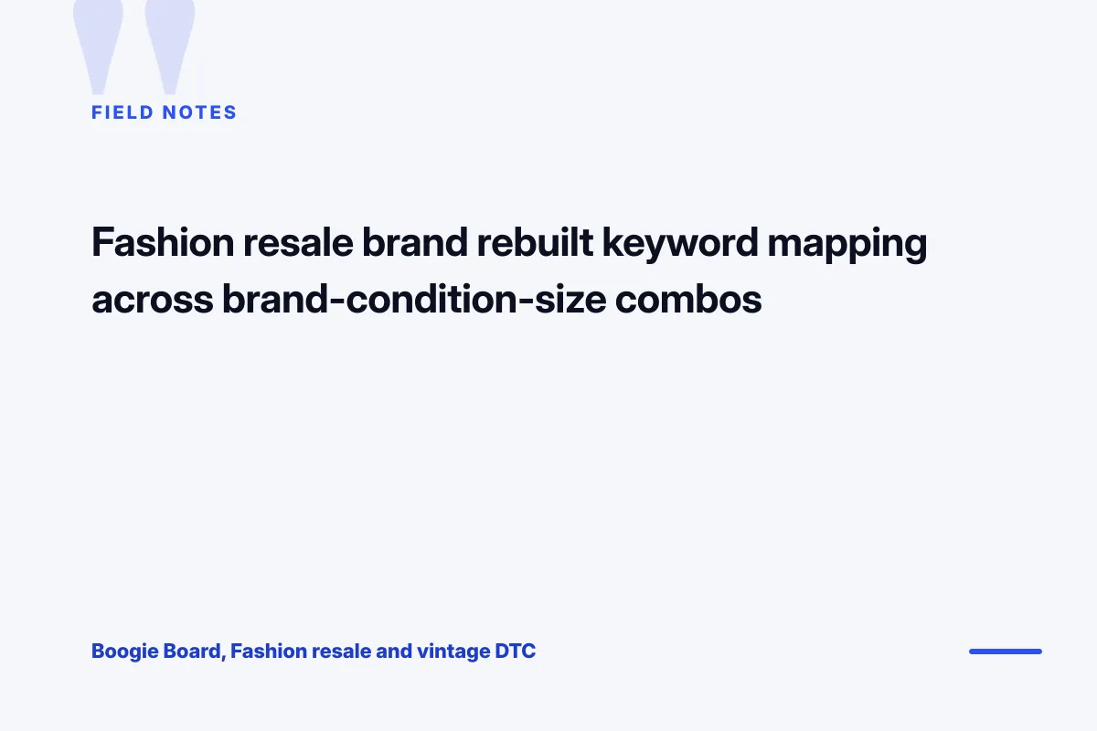 fashion resale seo keywords size and fit long-tail chart