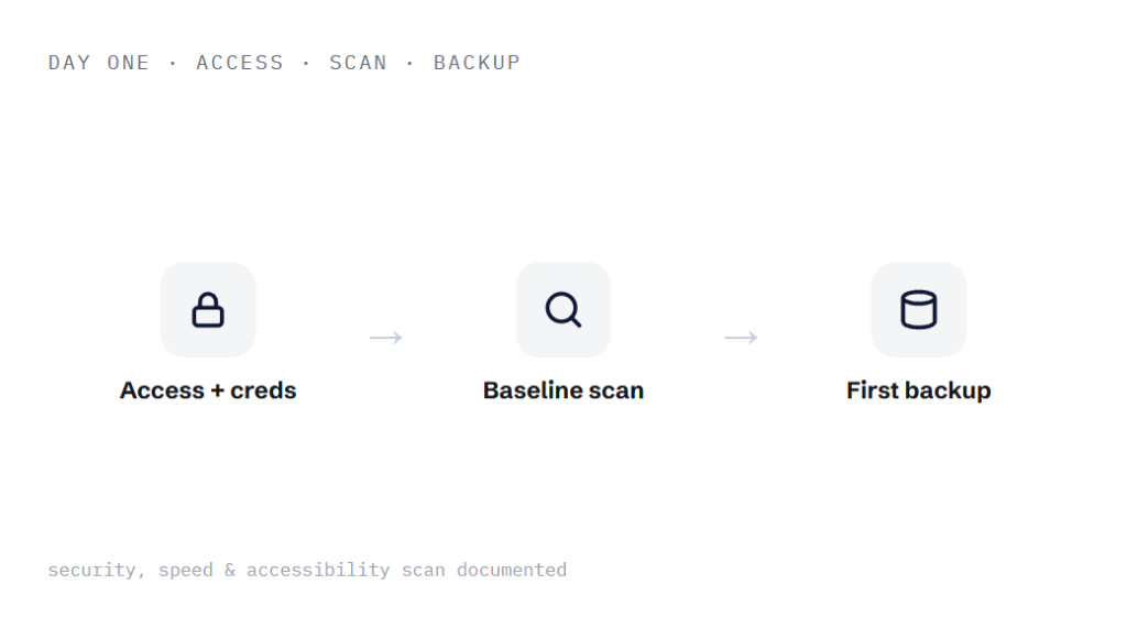 healthcare website maintenance deliverable panel visualizing scope of work