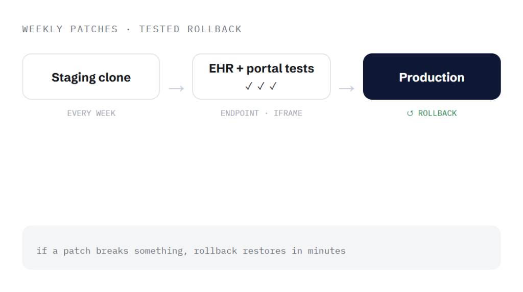 healthcare website maintenance deliverable panel visualizing scope of work