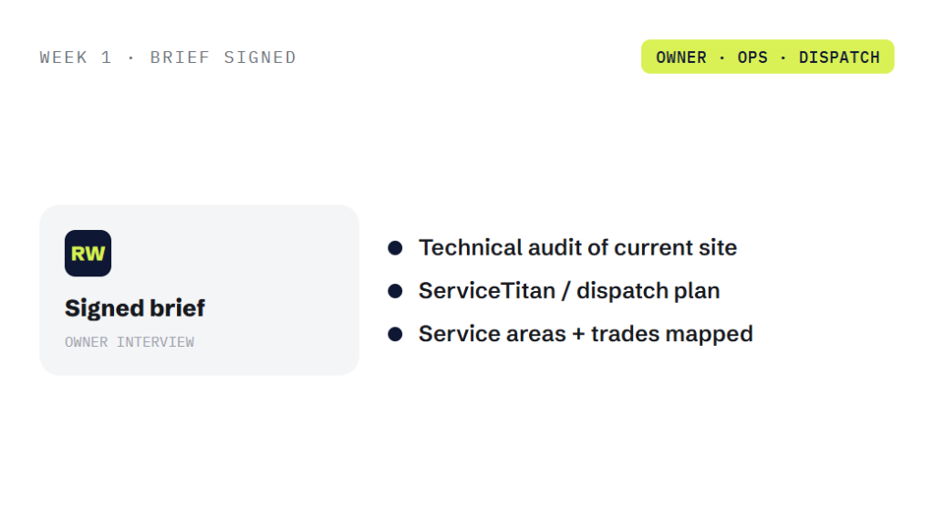 home services web design deliverable panel visualizing scope of work