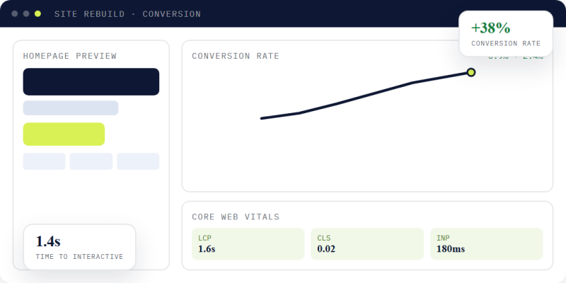 Websites and CRO dashboard mock