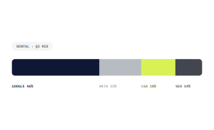 Industry channel mix showing Google, Meta, LSA, and SEO allocation