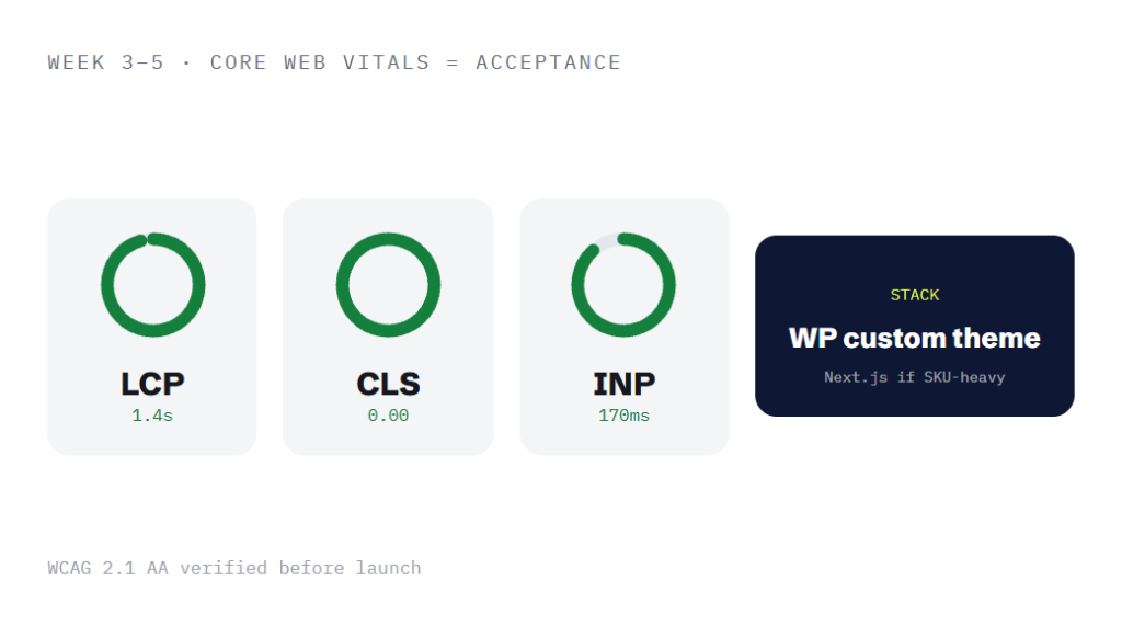 manufacturing website design company deliverable panel visualizing scope of work