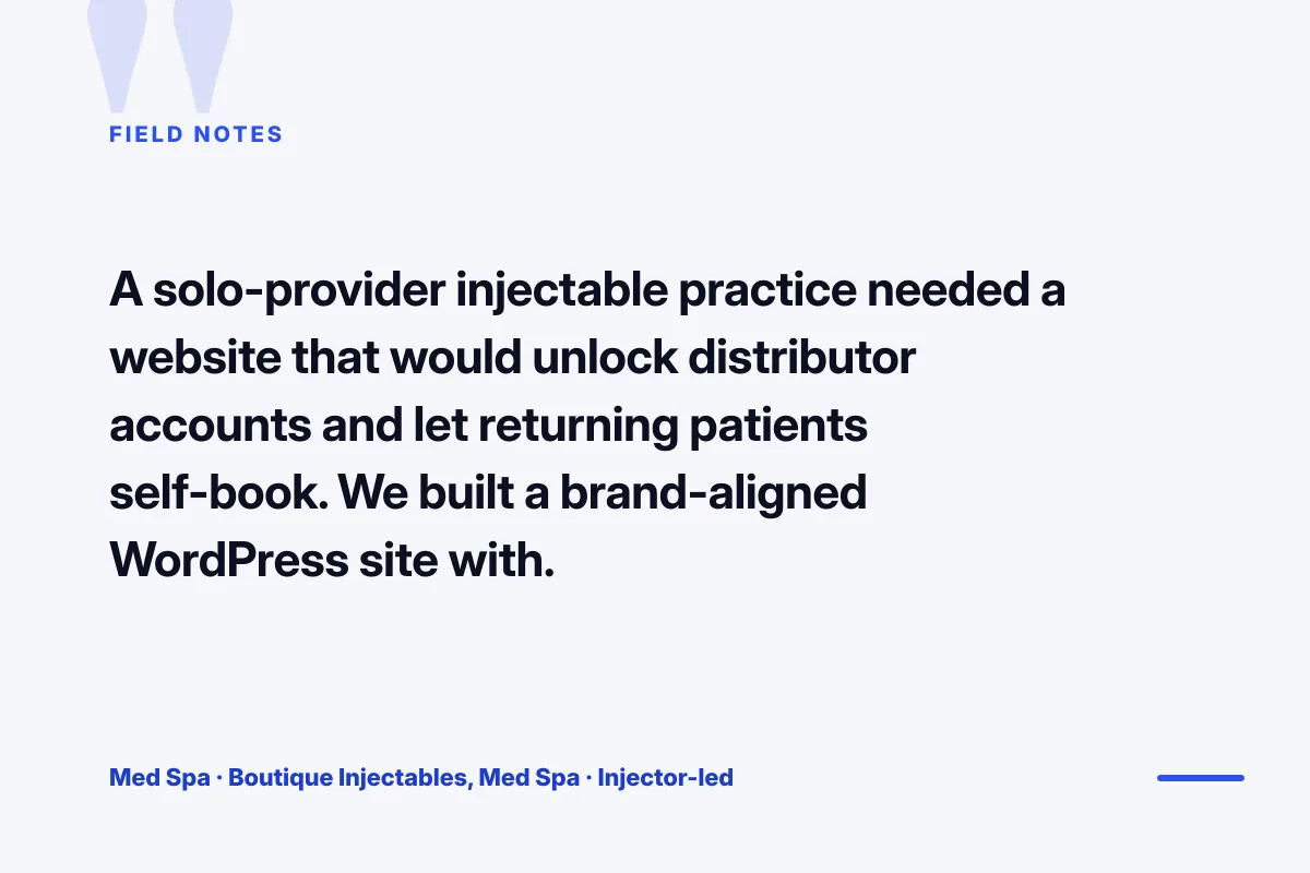 med spa web design field notes