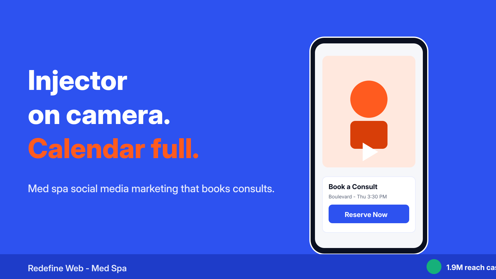 Med spa social media marketing Instagram Reels injector booking consult calendar