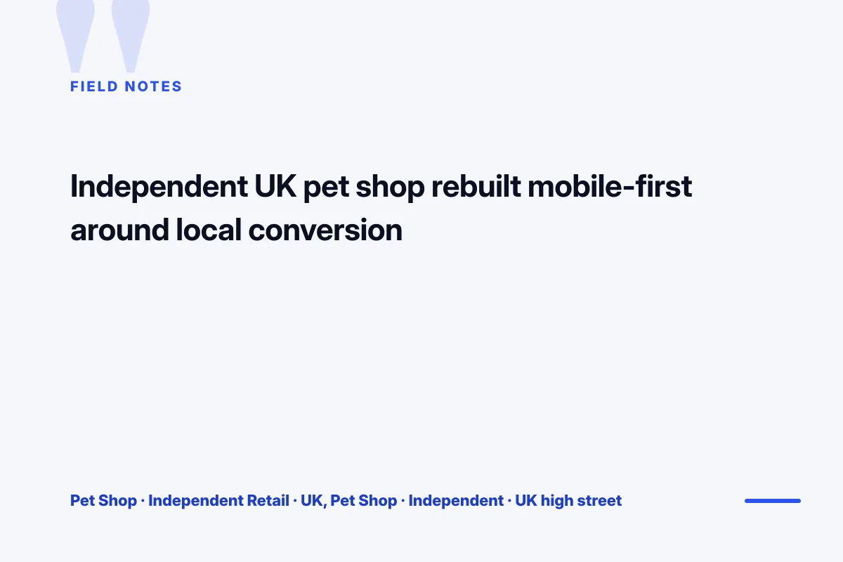 Pet Shop Independent Retail UK pet shop web design results