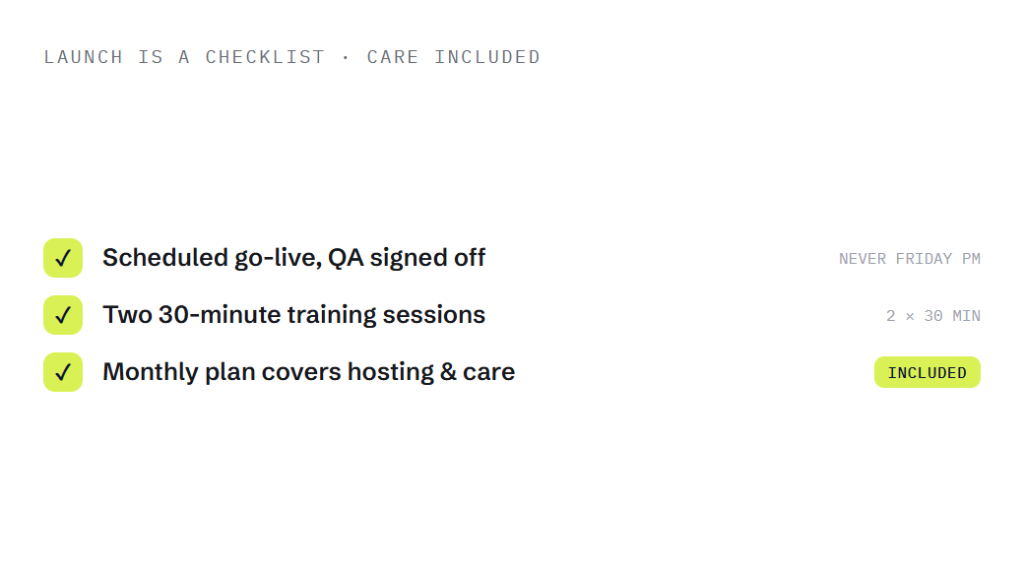 SaaS website design deliverable panel visualizing scope of work