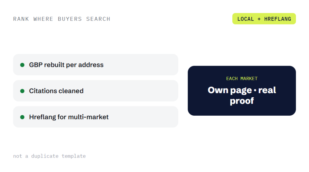 SEO company deliverable panel visualizing scope of work