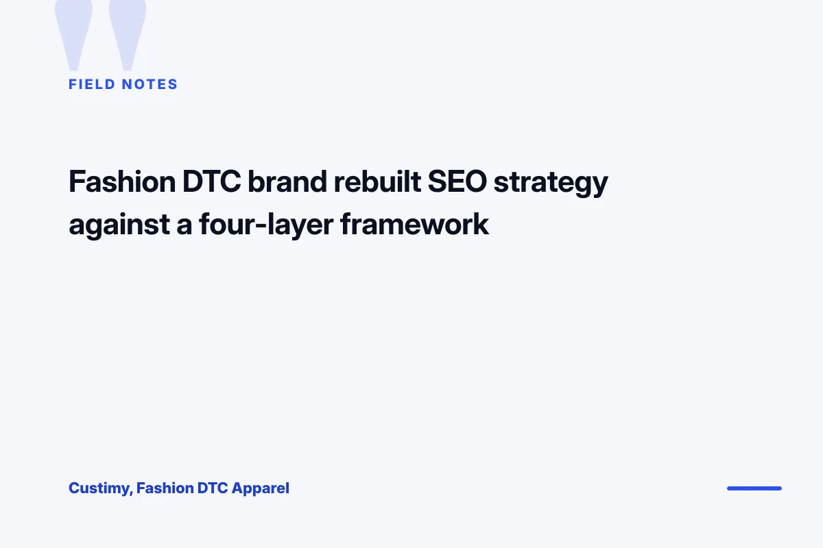 seo strategy for fashion company Custimy field notes