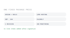 small business web design packages outcome showing tracked performance improvement