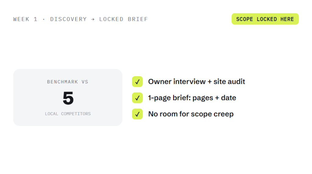 small business website packages deliverable panel visualizing scope of work