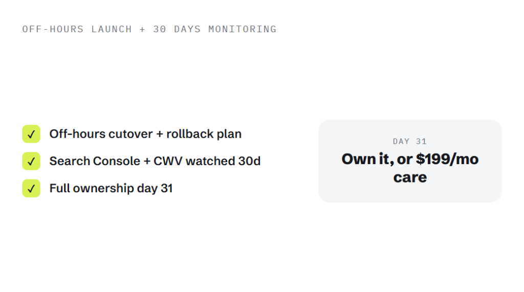 small business website packages deliverable panel visualizing scope of work