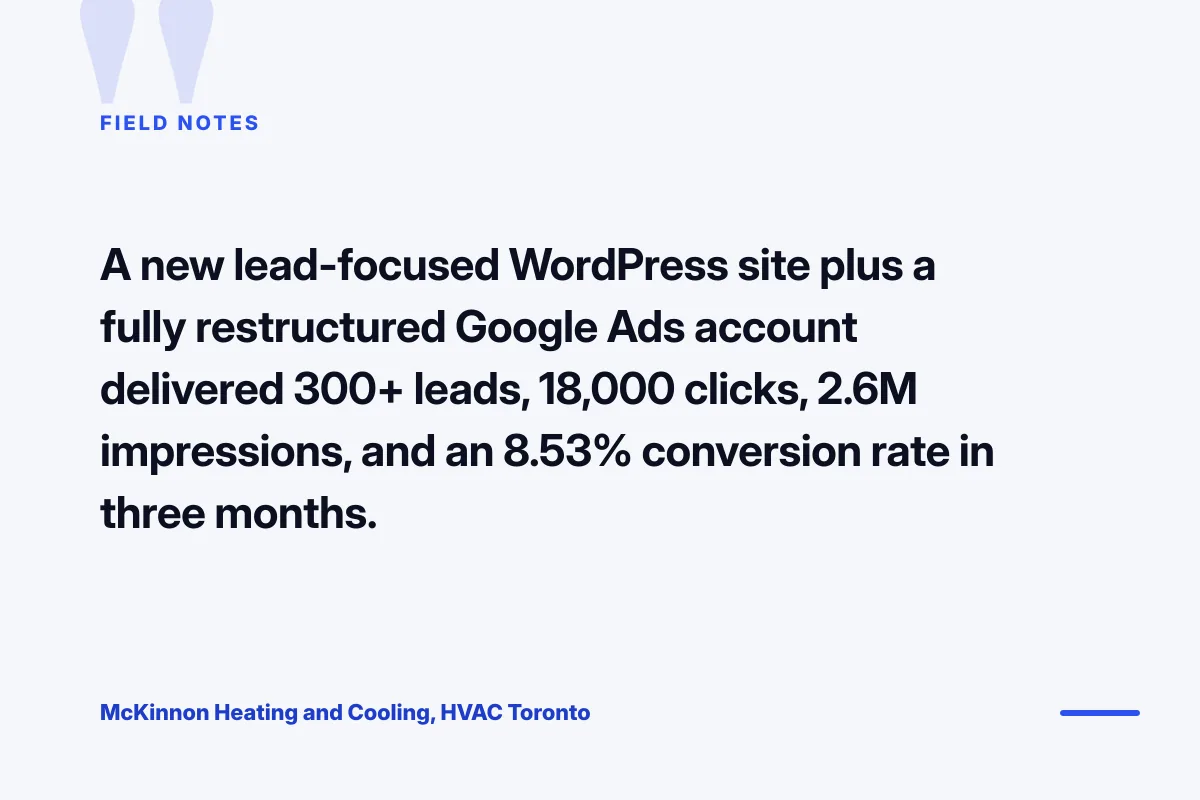 McKinnon Heating field notes on wordpress website development cost