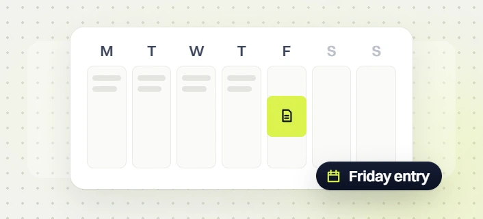 B2B Google Ads services weekly calendar with a single report marked on Friday as the Friday entry