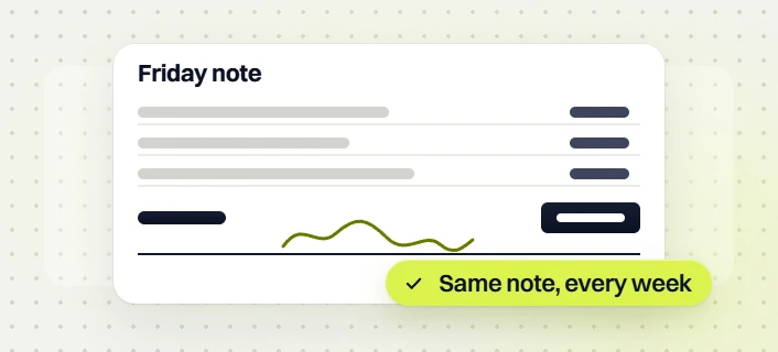 Chiropractor PPC services Friday note with three lines and a signature, same note, every week