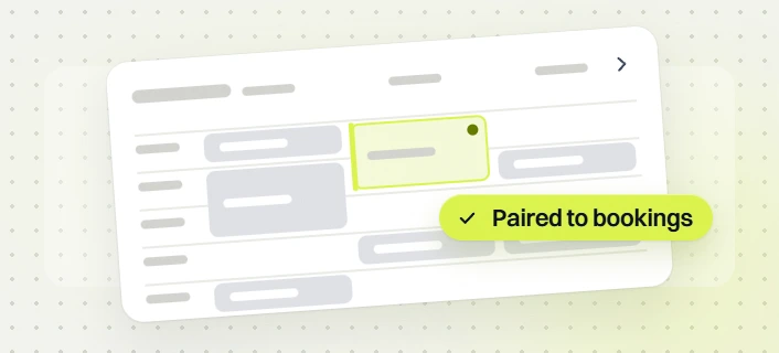 Chiropractor SEO services schedule grid with a highlighted entry, labeled paired to bookings