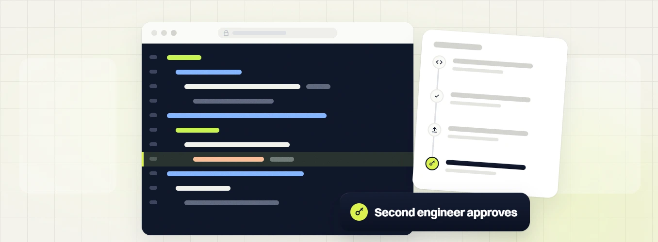 Custom web development services code editor with a four step review log, second engineer approves