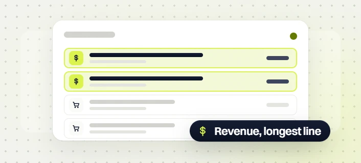 Fashion SEO services revenue list with two highlighted rows, labeled revenue, longest line