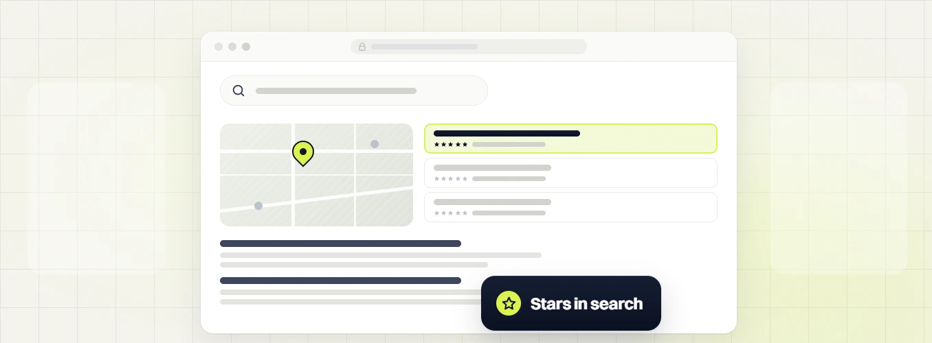 Fashion web design services search results with a map pin and the top five star result, stars in search