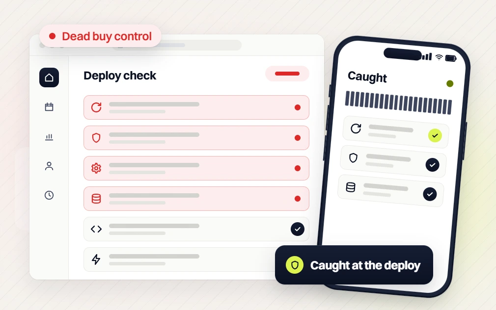 Fashion website maintenance deploy check flagged dead buy control beside a phone, caught at the deploy