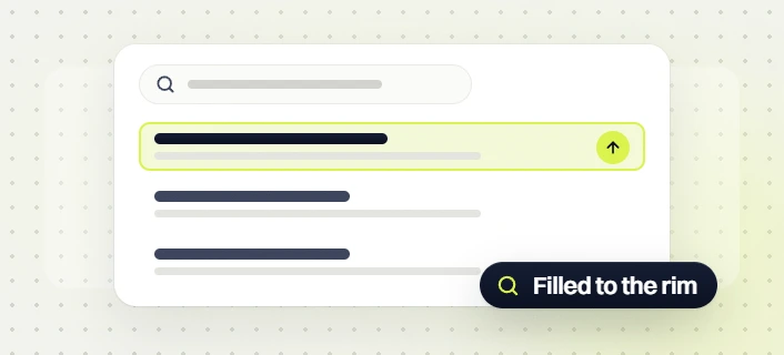 Healthcare SEO services search results card with a rising top row, labeled filled to the rim