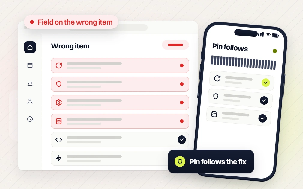 Home services marketing retainer Wrong item list flagged Field on the wrong item beside a phone Pin follows