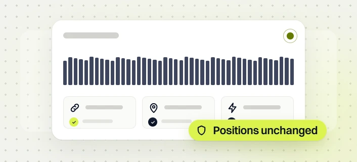 Home services web design uptime card with link, location and speed checks and a Positions unchanged badge