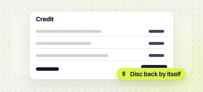 Home services website maintenance credit card with three line items and a total, disc back by itself