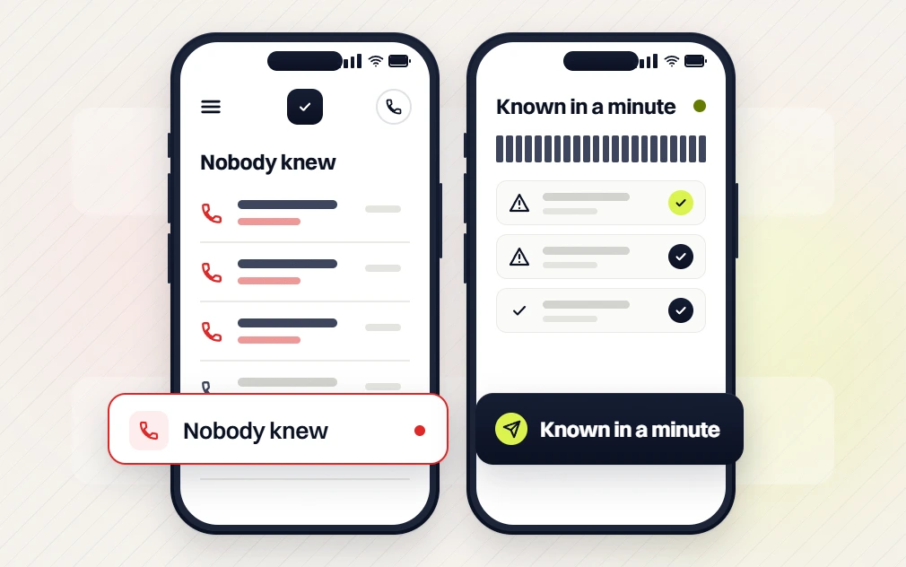 Home services website maintenance phones comparing missed calls nobody knew with alerts known in a minute