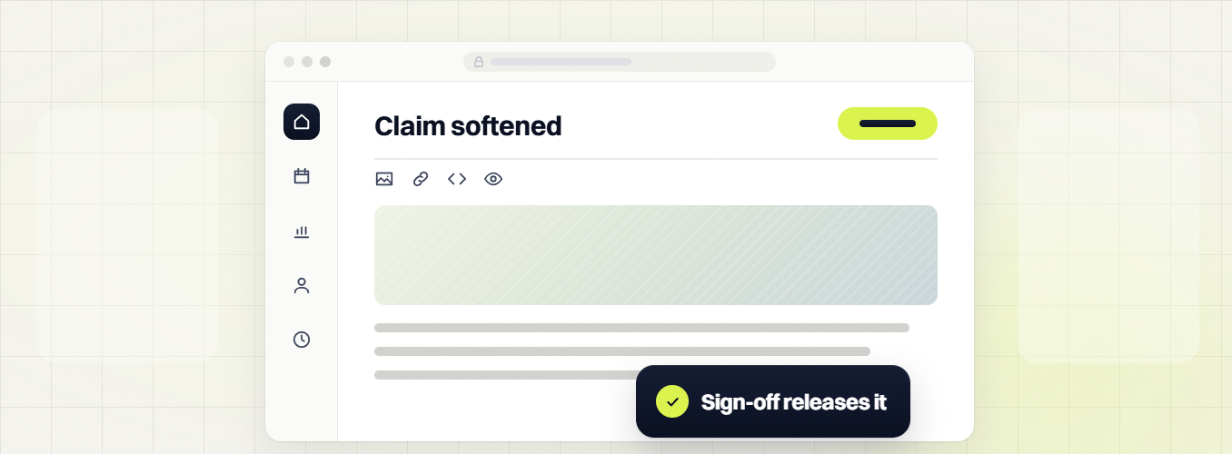 Law firm SEO services Claim softened page editor with image, link, code and preview tools, sign-off releases it