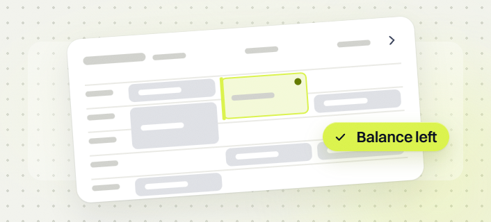 Law firm website maintenance schedule grid with one highlighted block and a balance left tag