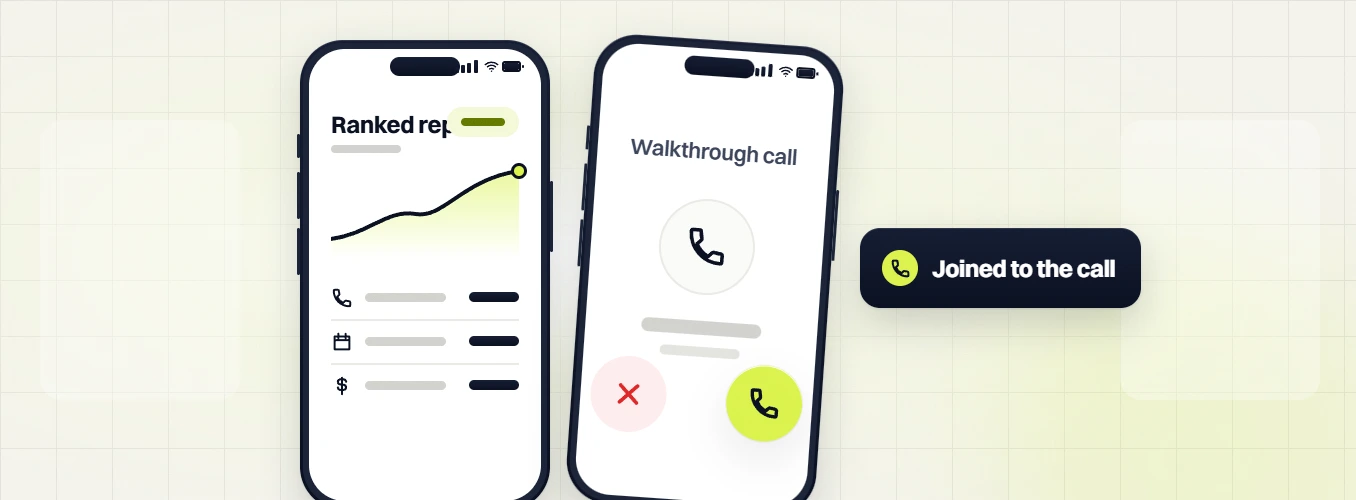 Local SEO audit ranked report on a phone beside a walkthrough call screen, joined to the call