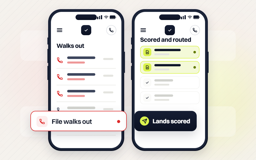 Manufacturing PPC services phone Walks out call list beside a phone Scored and routed list, Lands scored