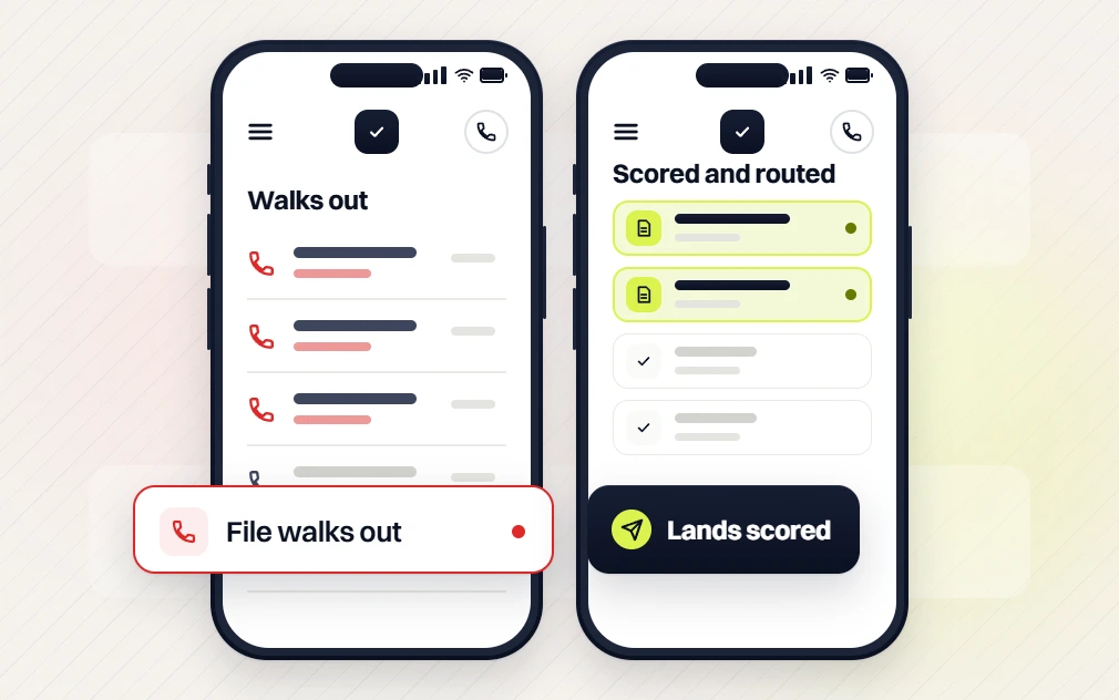 Manufacturing PPC services phone Walks out call list beside a phone Scored and routed list, Lands scored