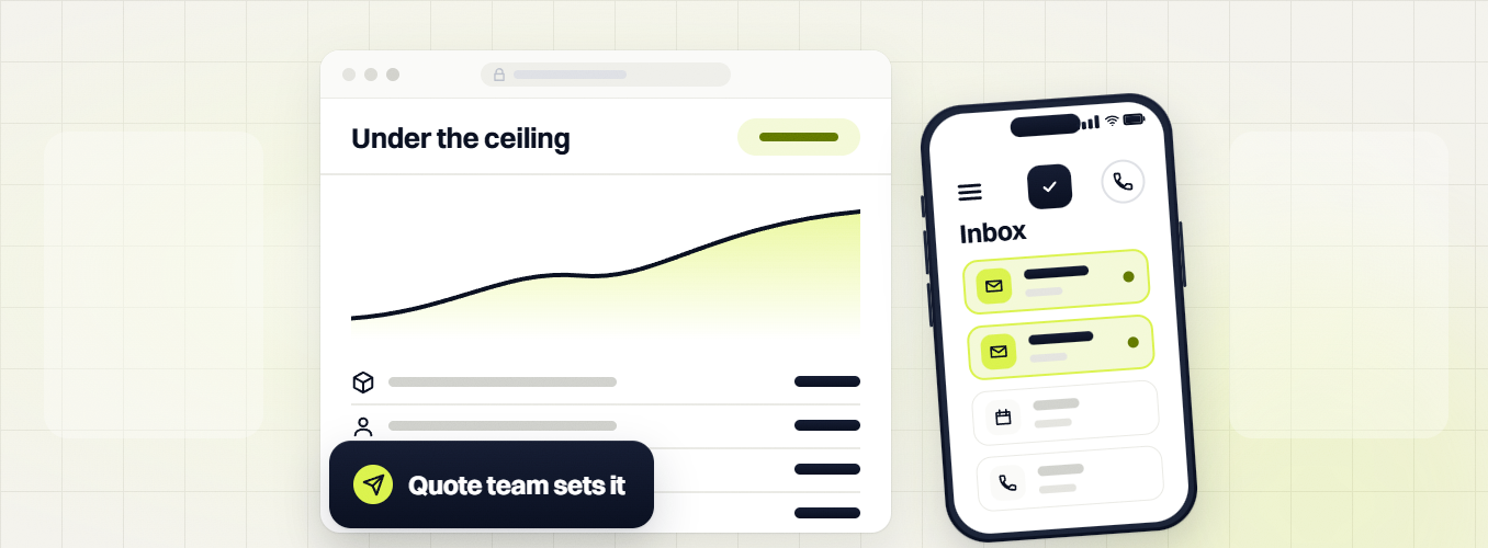 Manufacturing PPC services Under the ceiling chart with a Quote team sets it badge beside a phone inbox