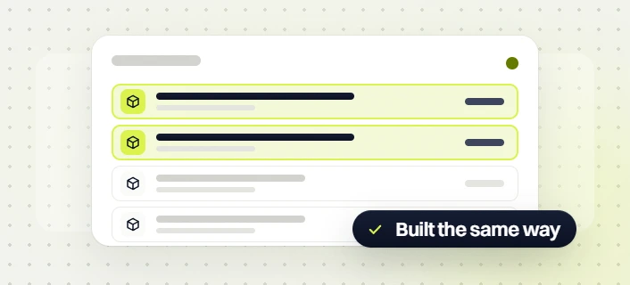 Manufacturing SEO services product list with two highlighted rows and a Built the same way badge