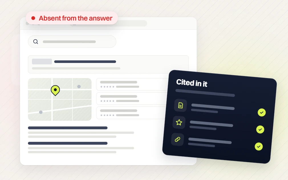 Med spa SEO services search results absent from the answer beside a checked card, cited in it