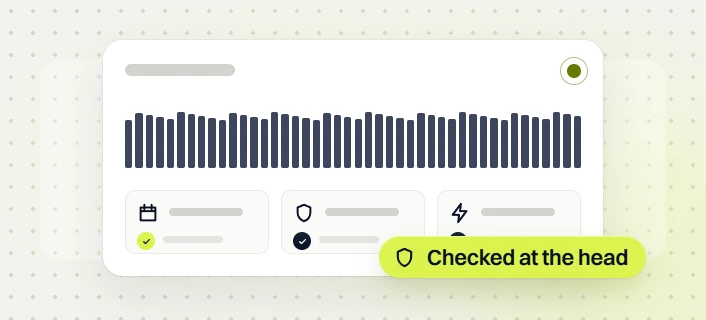 Med spa web design uptime bars with calendar, security and speed checks, labeled checked at the head